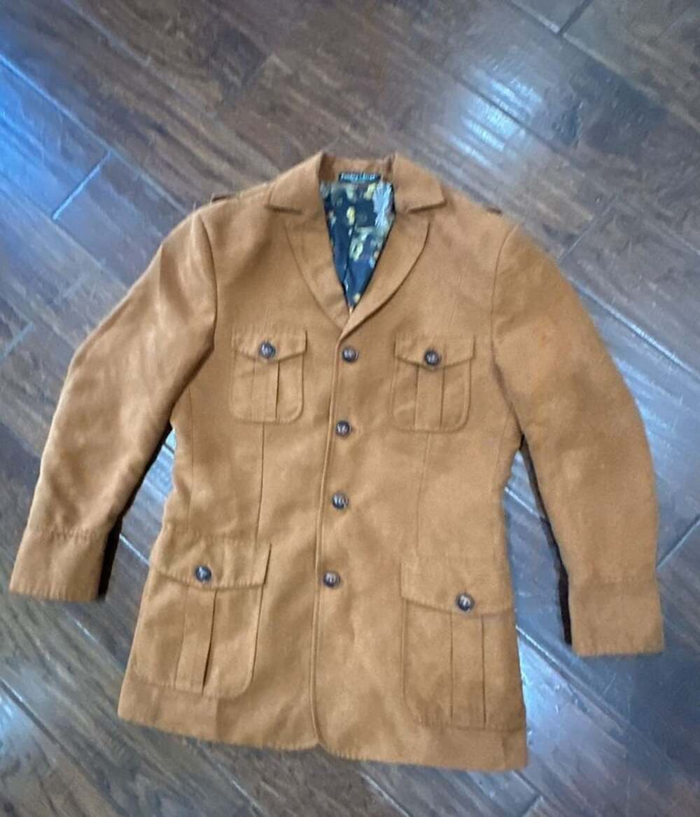 Paisley & Gray Slim Fit 36R Tan Suede Jacket Sport Coat Blazer Griffin Lining